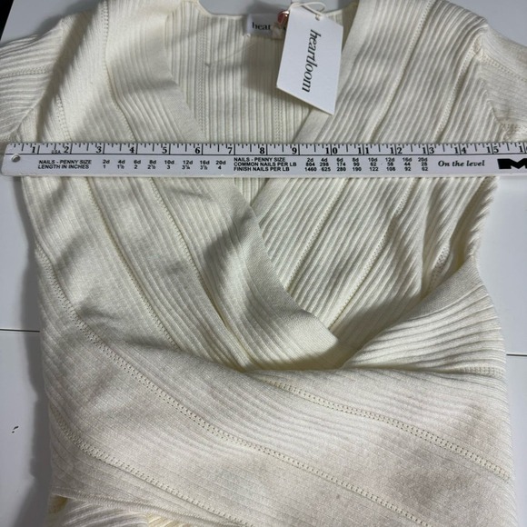 Heartloom Blouse Long Sleeve Top Cream Ivory Cross Front Ribbed Size S - Picture 10 of 10
